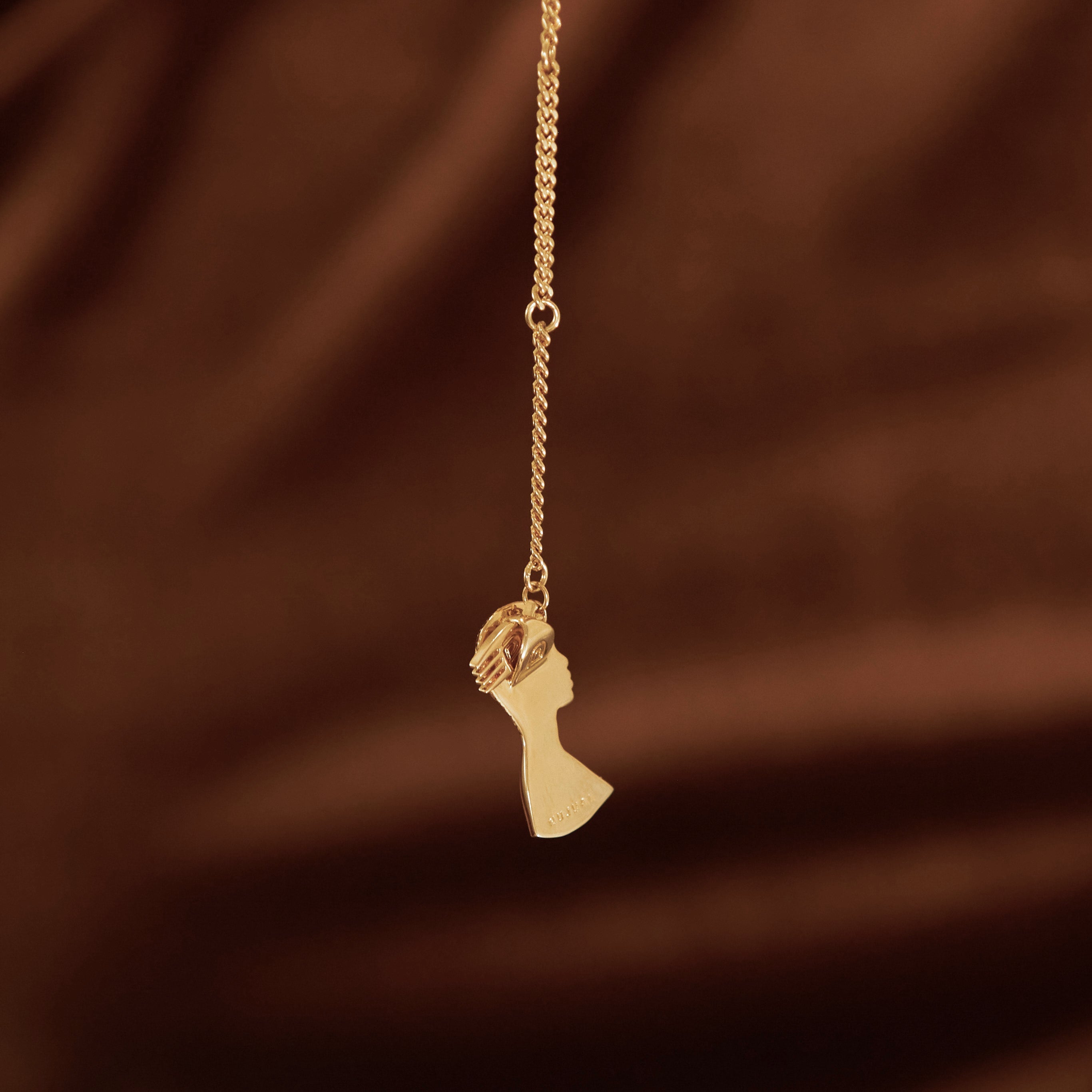 Gold Plated Short Hair Pendant Necklace with Afro Pick from NUJUAL, a black owned jewelry shop for men and women.