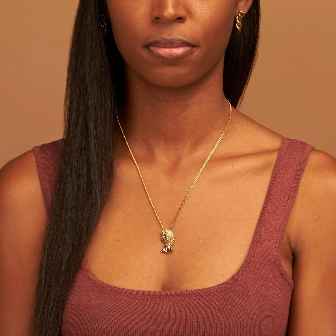 Gold Plated Curly Pendant Necklace